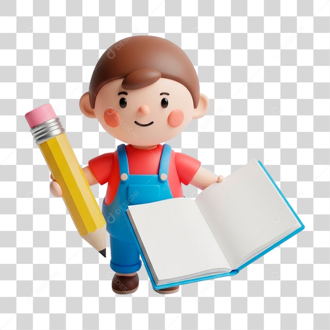 Personagem 3D Estudante PNG Transparente