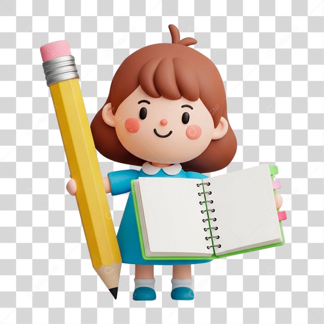 Personagem 3D Estudante PNG Transparente