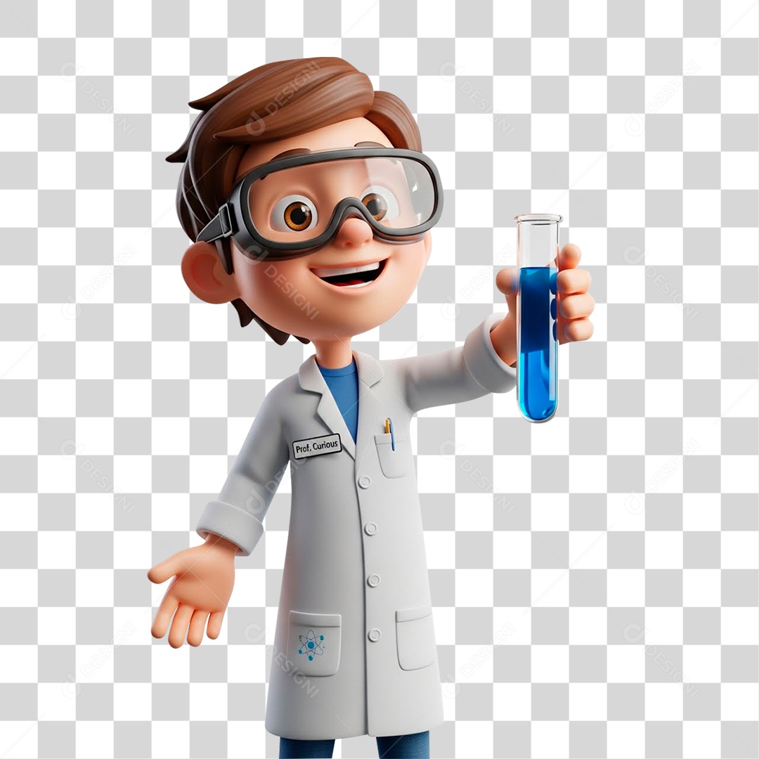 Personagem 3D Mini Cientista PNG Transparente