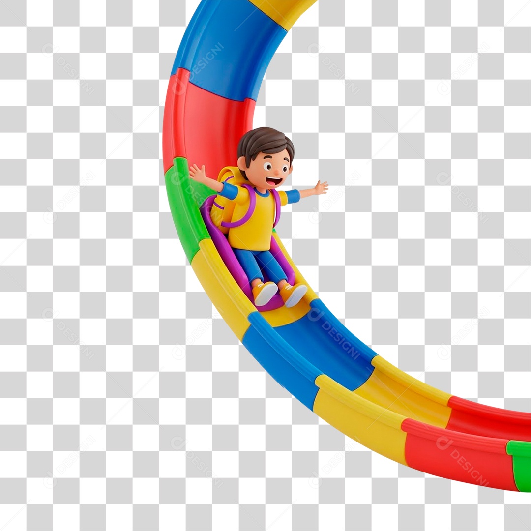 Menino Descendo no Escorrega PNG Transparente