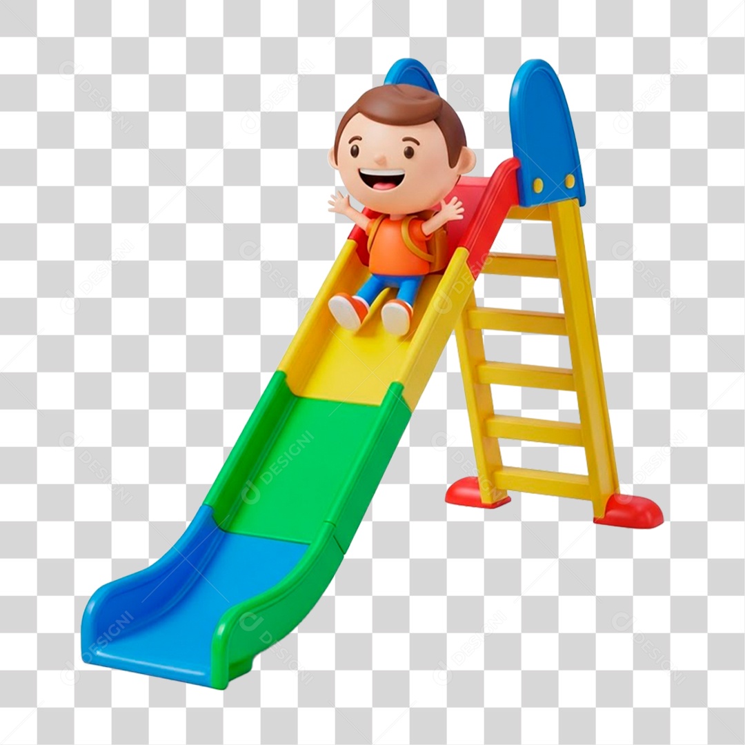 Menino Descendo no Escorrega PNG Transparente