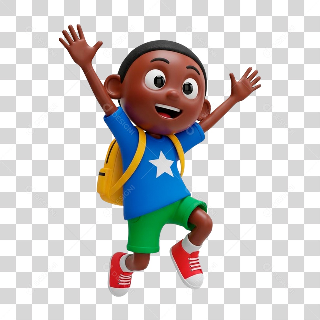 Personagem 3D Menino Indo pro Colégio PNG Transparente