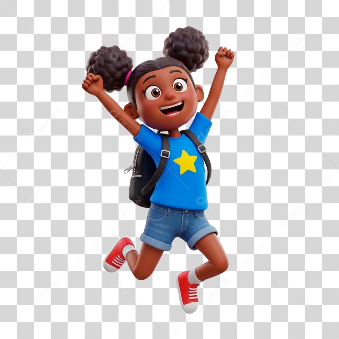 Personagem 3D Menina Indo pro Colégio PNG Transparente