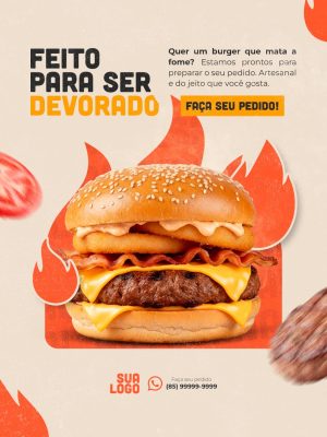 Burger Feito Para Ser Devorado Faça Seu Pedido PSD Editável