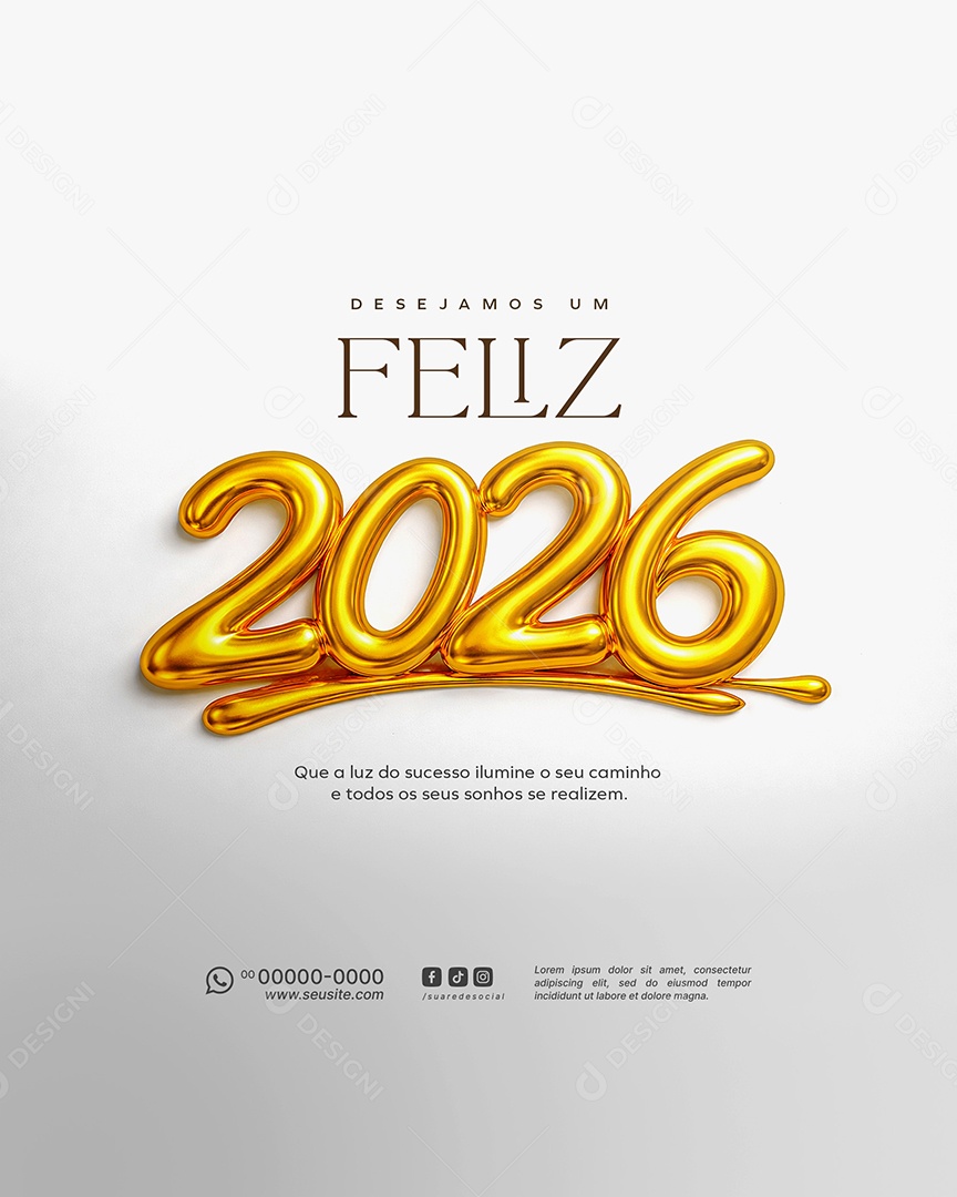 Feliz Ano Novo 2025 Réveillon Social Media PSD Editável