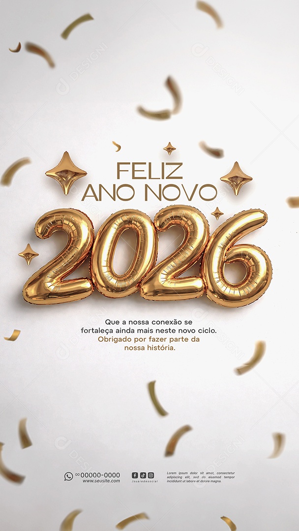 Story Feliz Ano Novo 2025 Réveillon Social Media PSD Editável