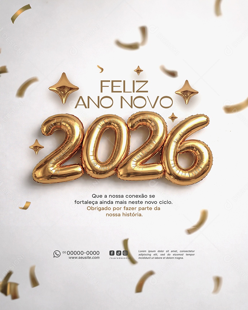 Feliz Ano Novo 2025 Réveillon Social Media PSD Editável