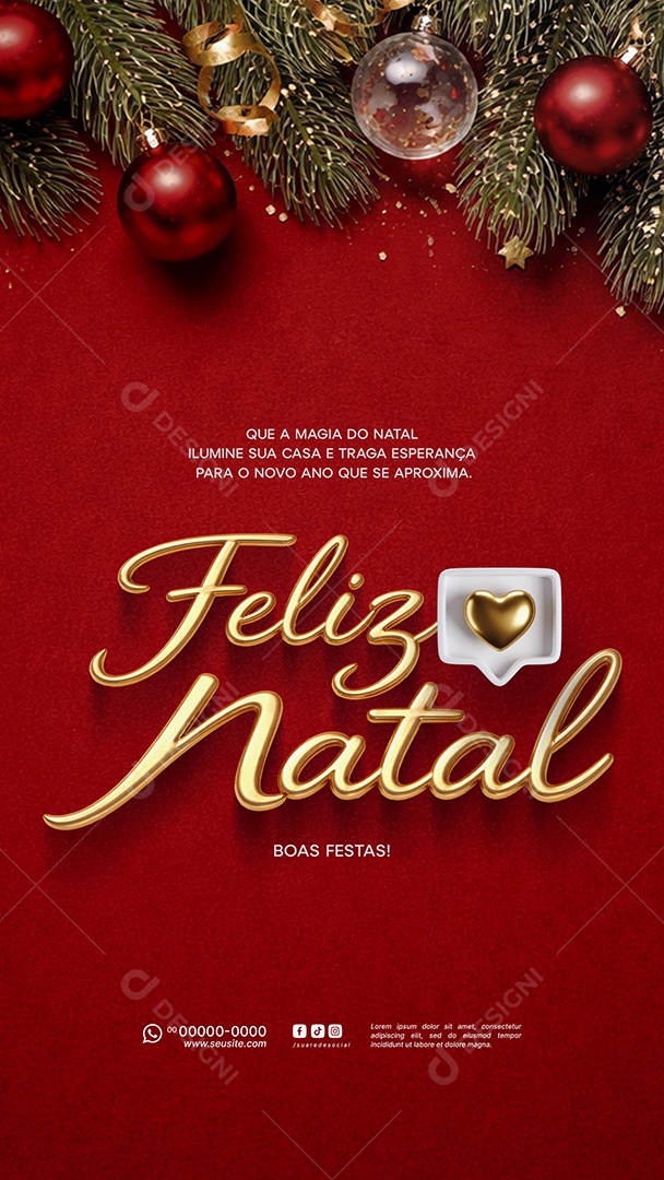 Story Feliz Natal 25 de Dezembro Social Media PSD Editável