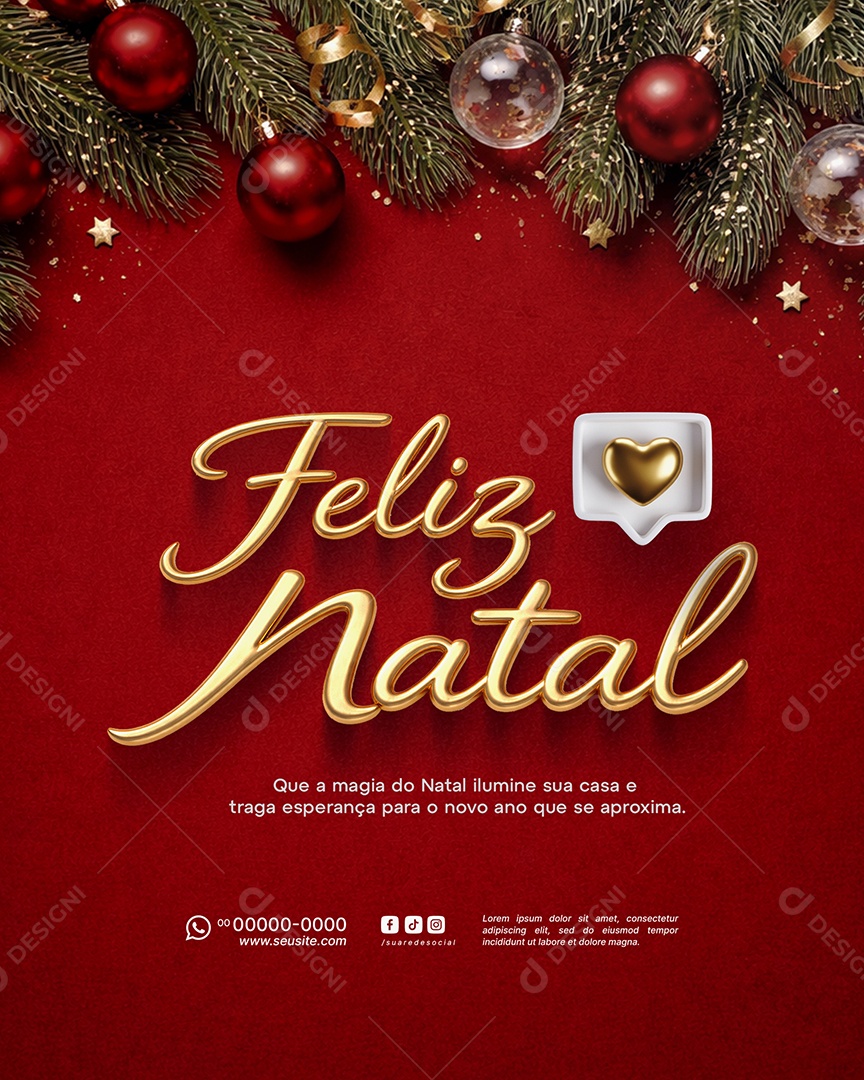 Feliz Natal 25 de Dezembro Social Media PSD Editável