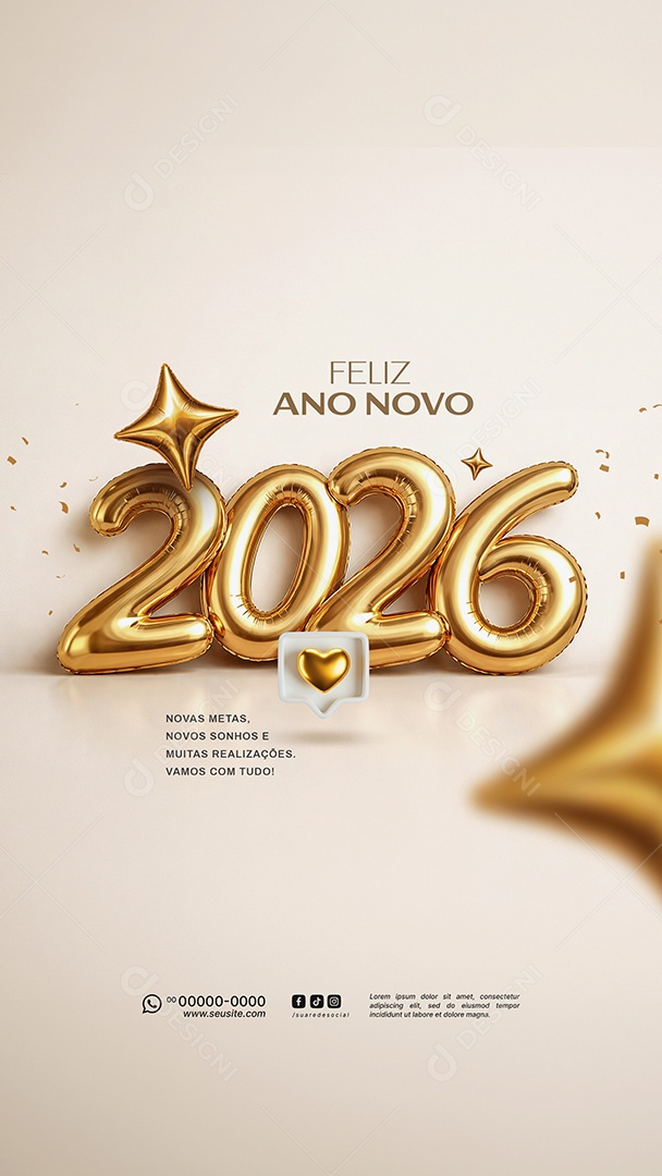Story Feliz Ano Novo 2025 Réveillon Social Media PSD Editável