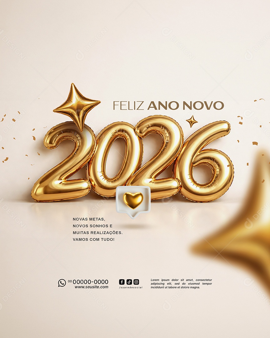 Feliz Ano Novo 2025 Réveillon Social Media PSD Editável