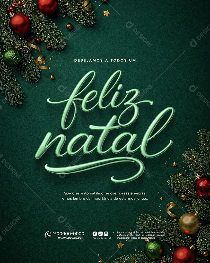 Feliz Natal 25 de Dezembro Social Media PSD Editável