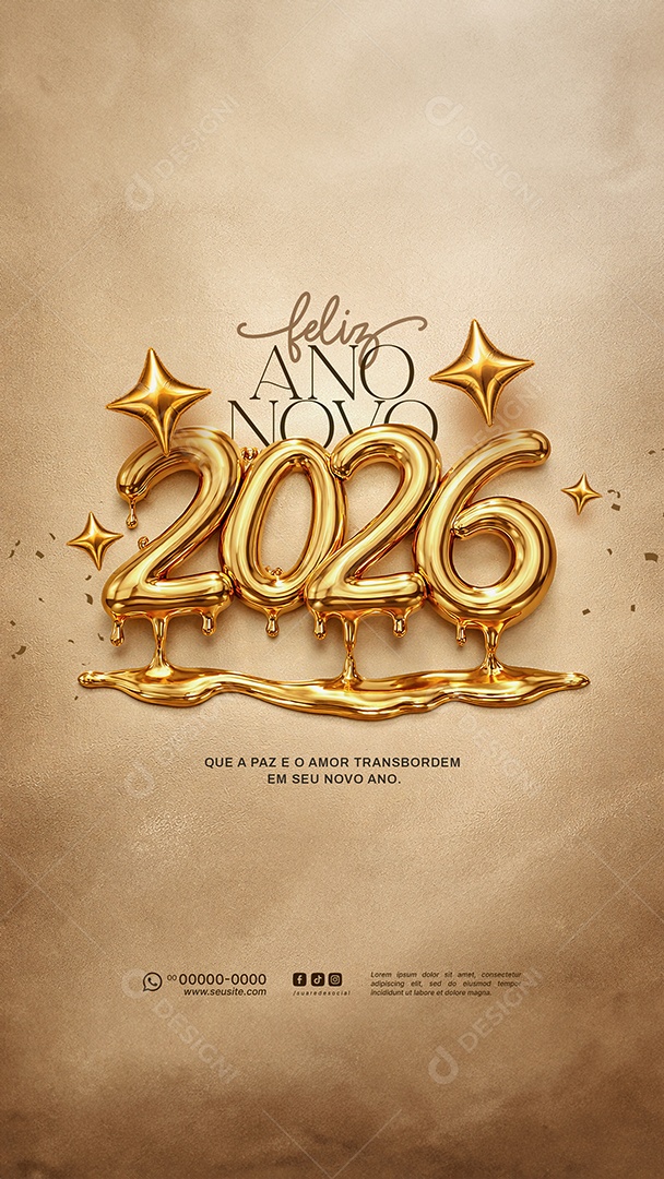 Story Feliz Ano Novo 2025 Réveillon Social Media PSD Editável