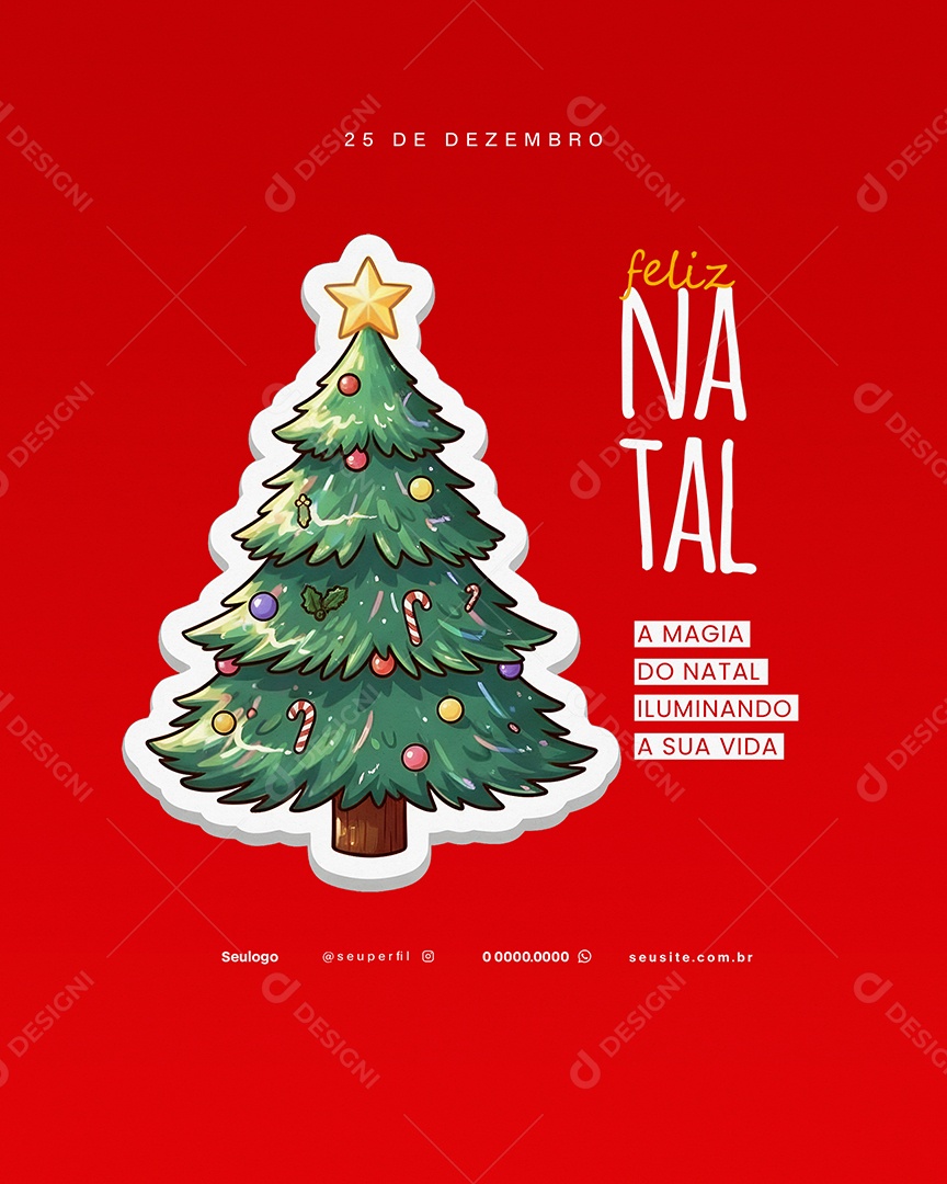 25 de Dezembro Feliz Natal Árvore de NatalSocial Media PSD Editável