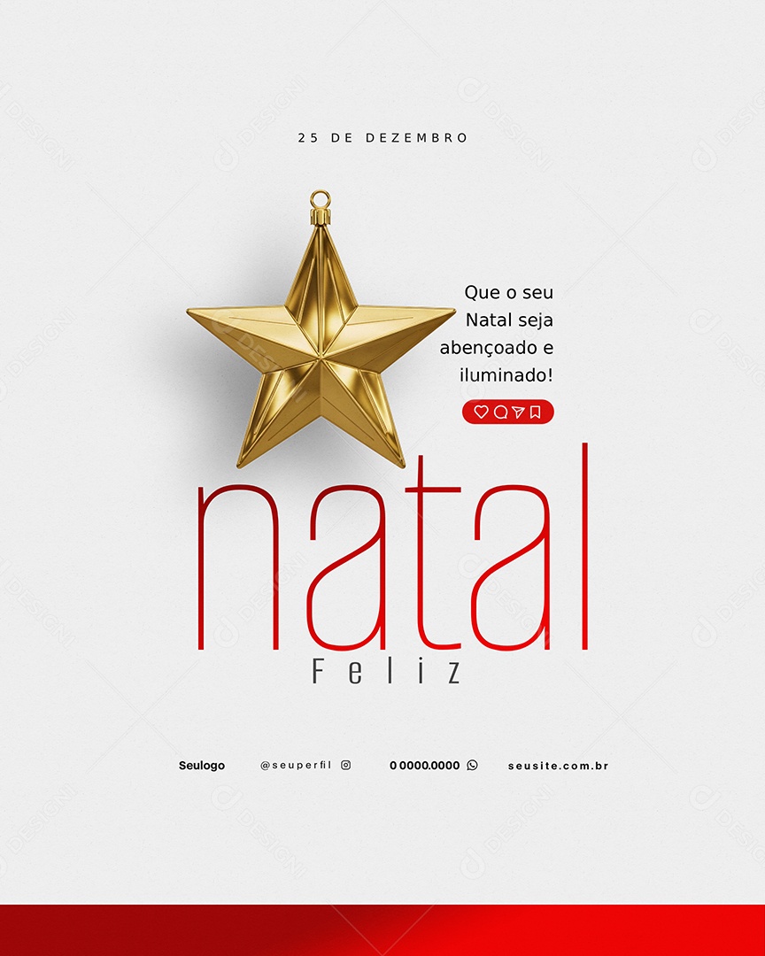 25 de Dezembro Feliz Natal Estrela Social Media PSD Editável