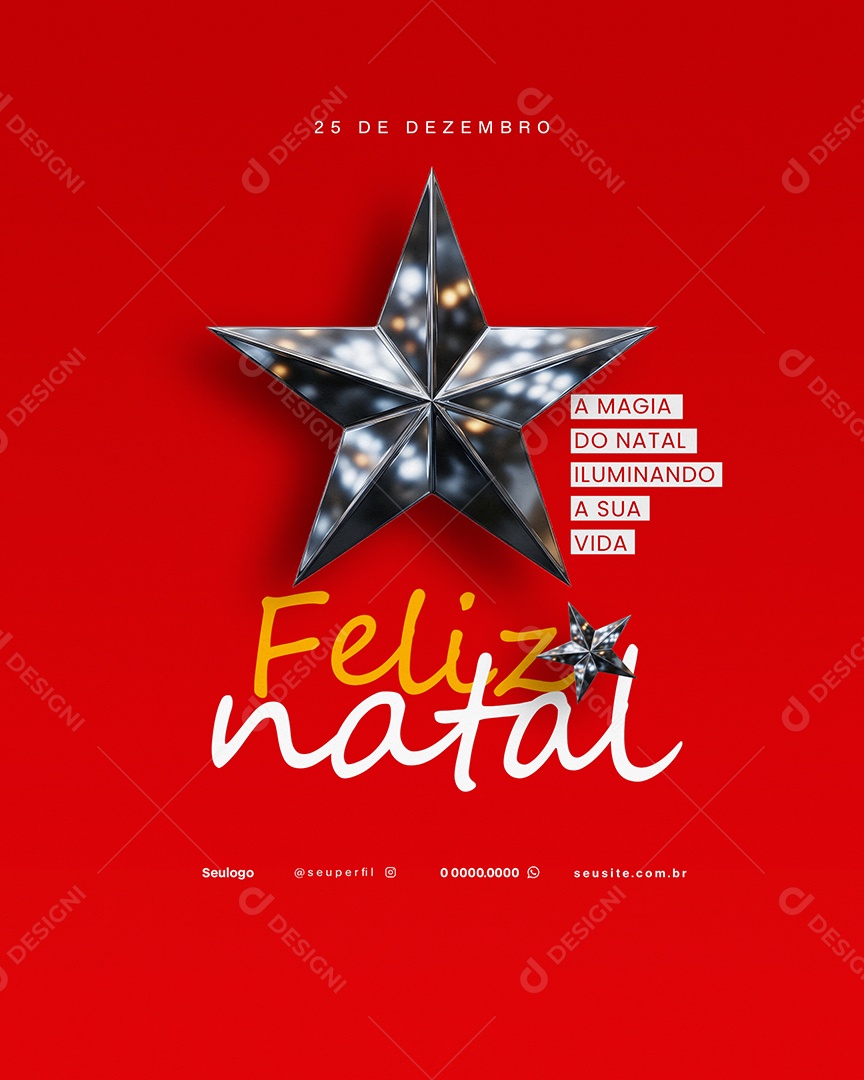 25 de Dezembro Feliz Natal Magia do Natal Social Media PSD Editável