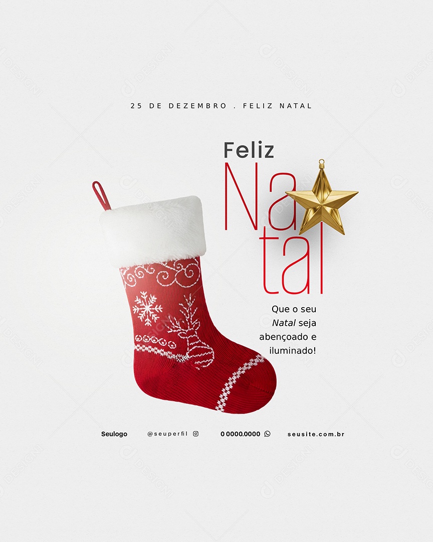 25 de Dezembro Feliz Natal Meia Social Media PSD Editável