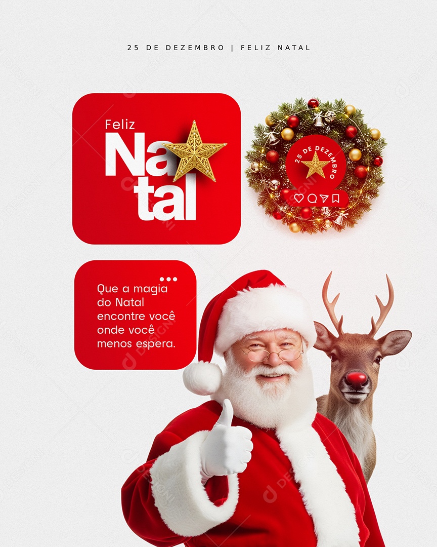 25 de Dezembro Feliz Natal Onde Você menos Espera Social Media PSD Editável
