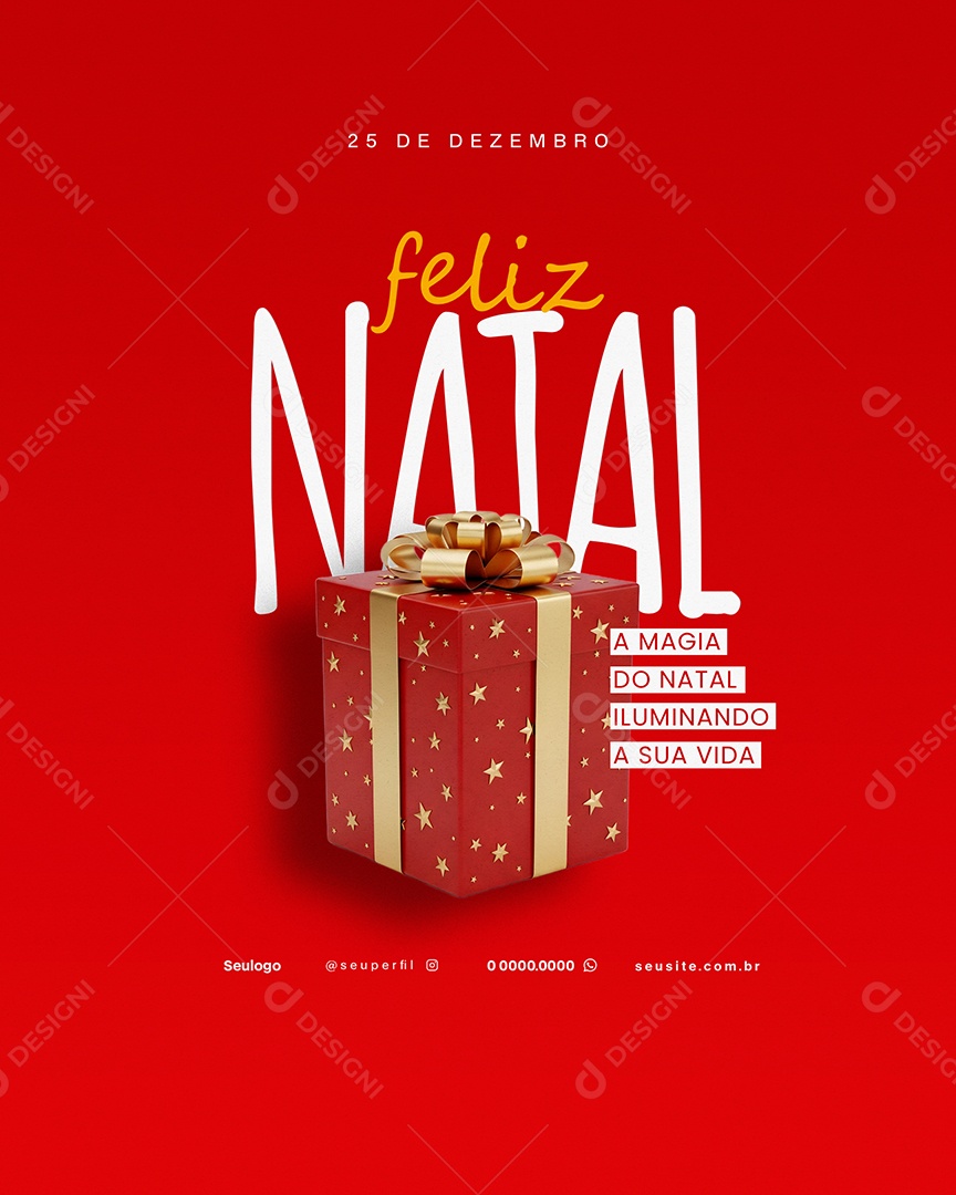 25 de Dezembro Feliz Natal Presente Social Media PSD Editável