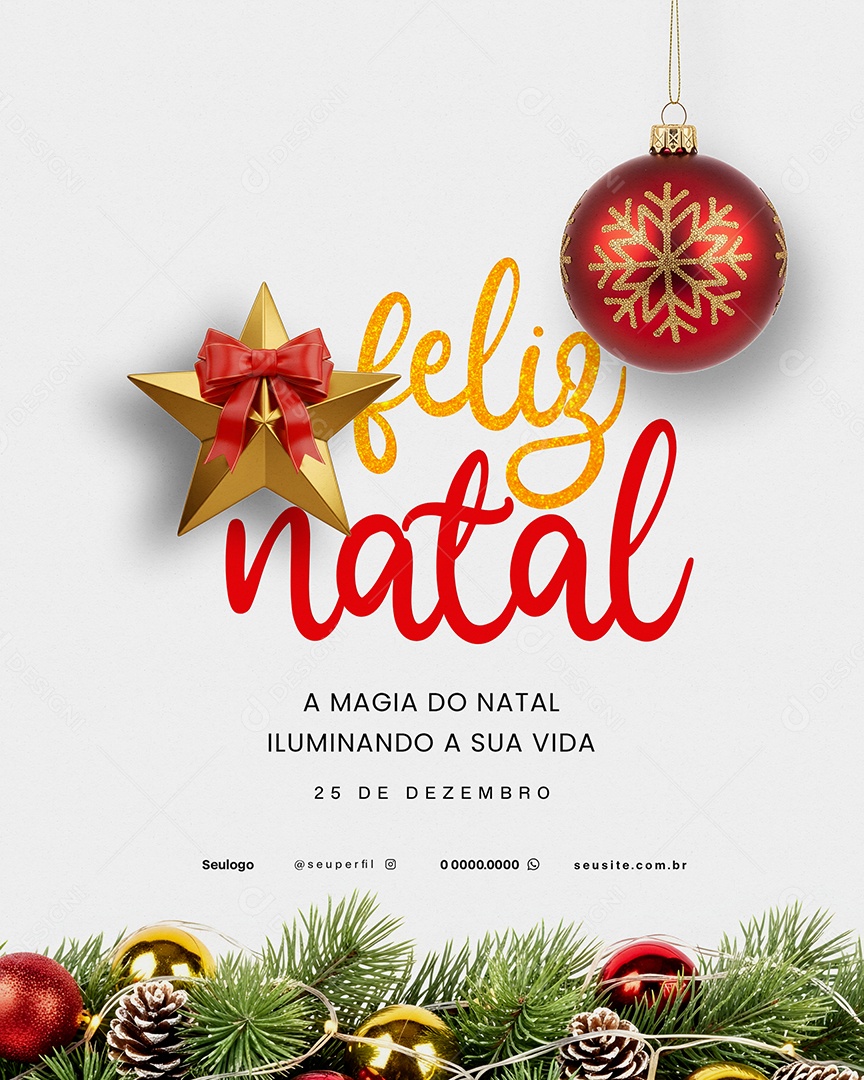 Feliz Natal a Magia do Natal Social Media PSD Editável