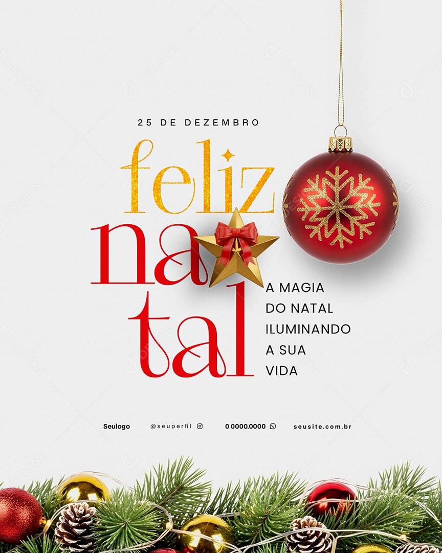 Feliz Natal Sua Vida Social Media PSD Editável