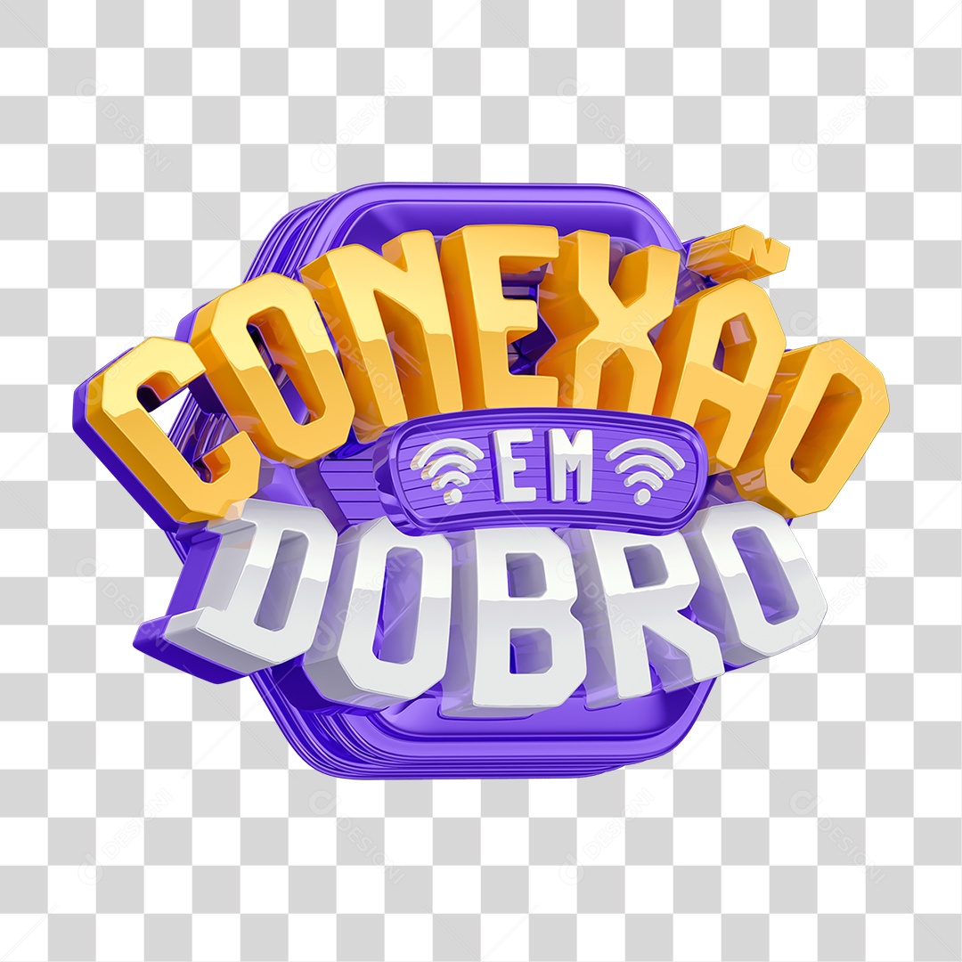 Selo 3D Conexão em Dobro PNG Transparente