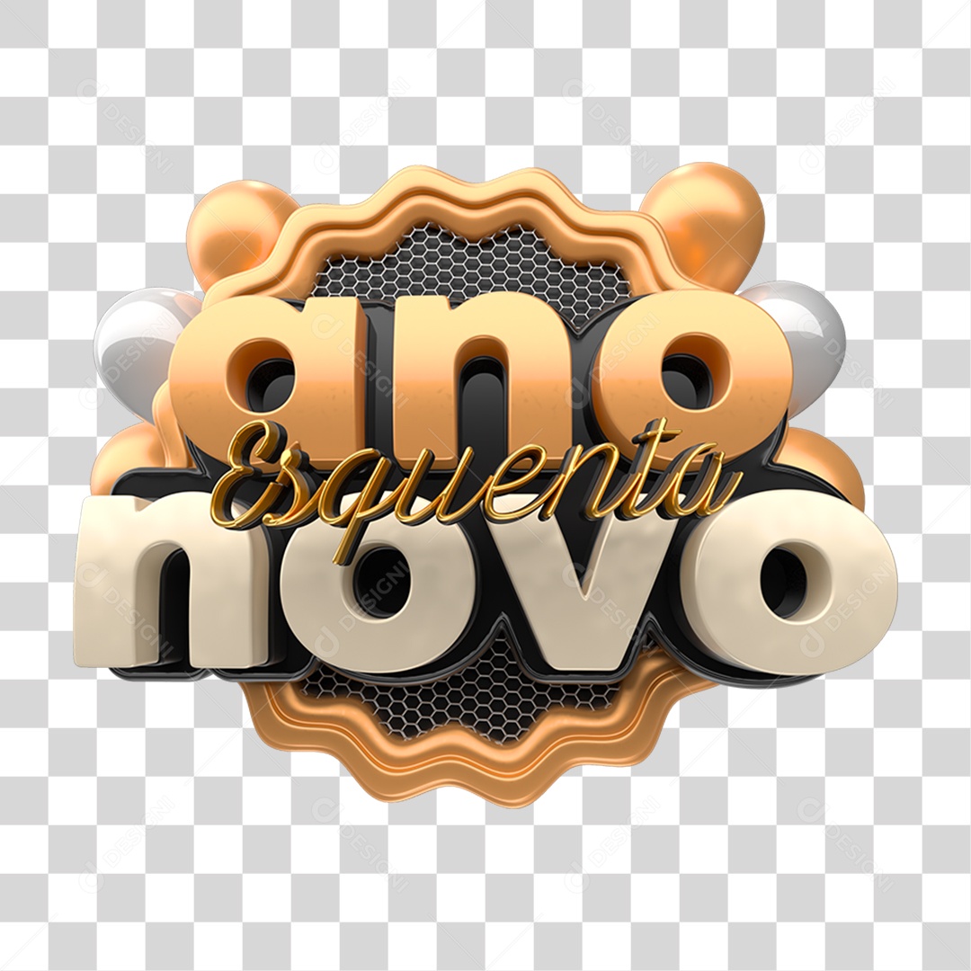 Selo 3D Esquenta Ano Novo PNG Transparente