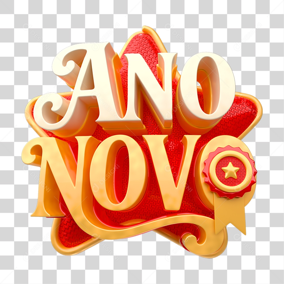 Selo 3D Ano Novo PNG Transparente