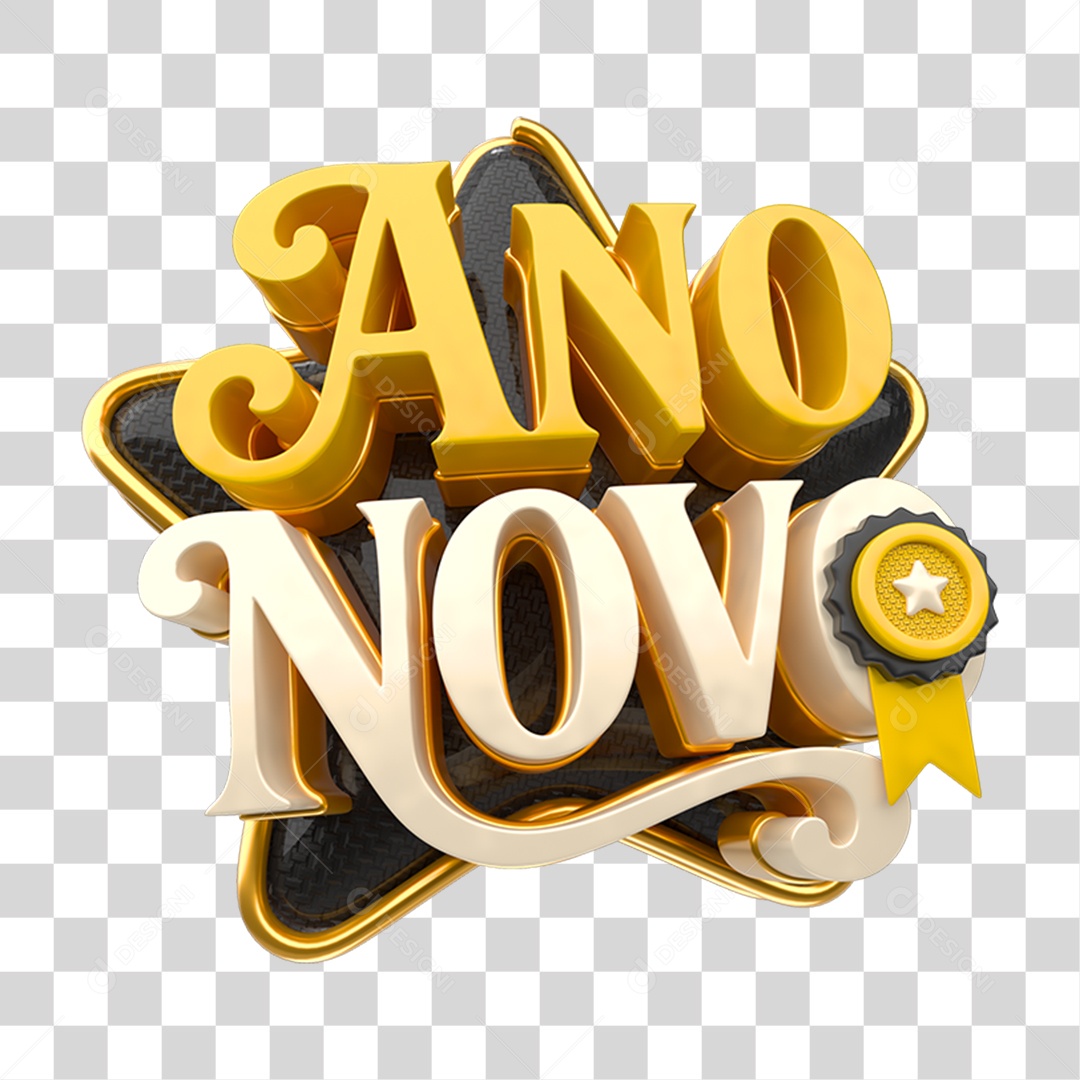 Selo 3D Ano Novo PNG Transparente