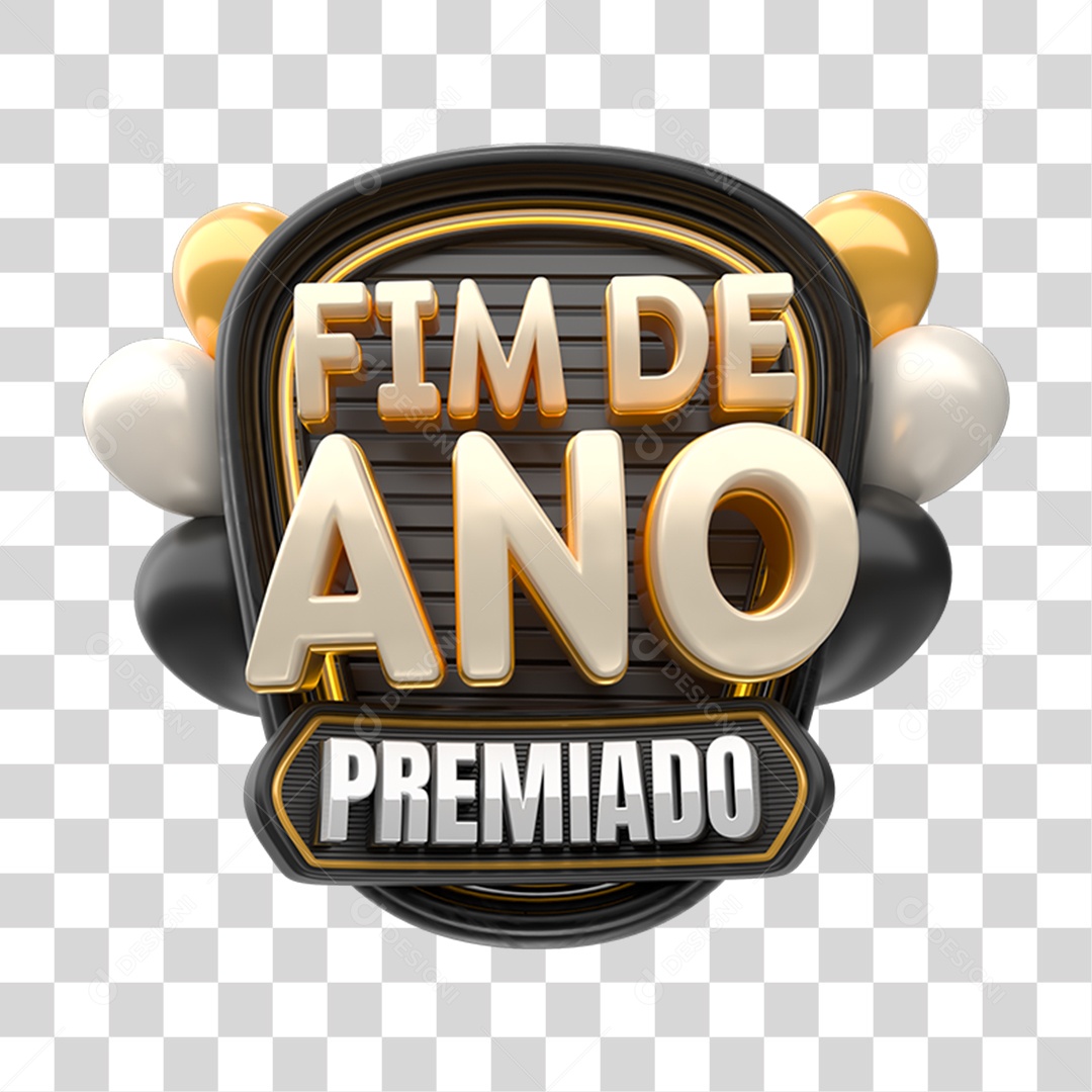 Selo 3D Fim de Ano Premiado PNG Transparente