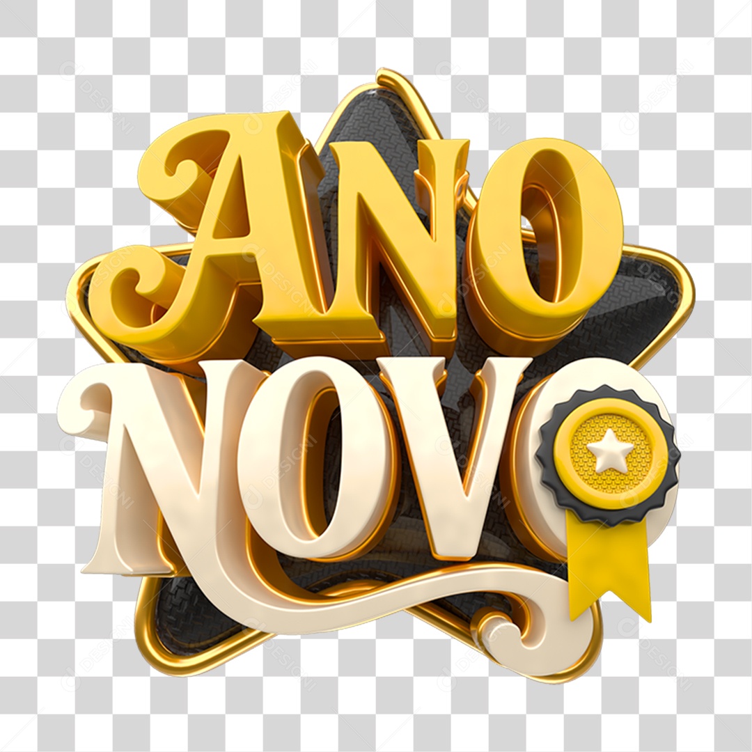 Selo 3D Ano Novo PNG Transparente