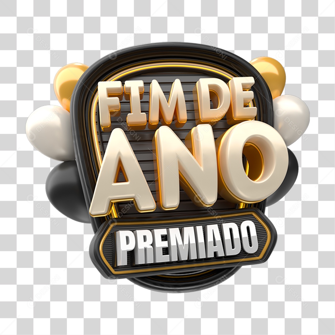 Selo 3D FIm de Ano Premiado PNG Transparente