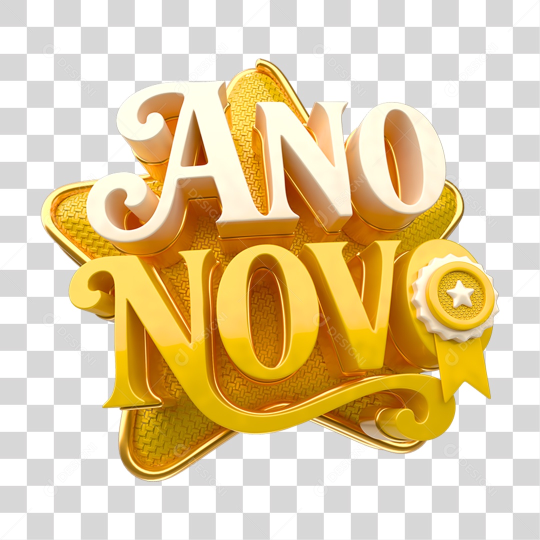 Selo 3D Ano Novo PNG Transparente