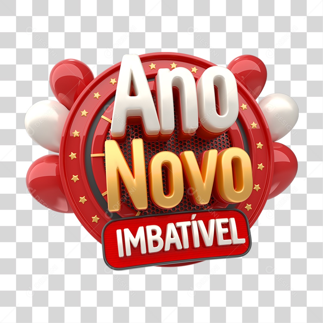 Selo 3D Ano Novo Imbatível PNG Transparente