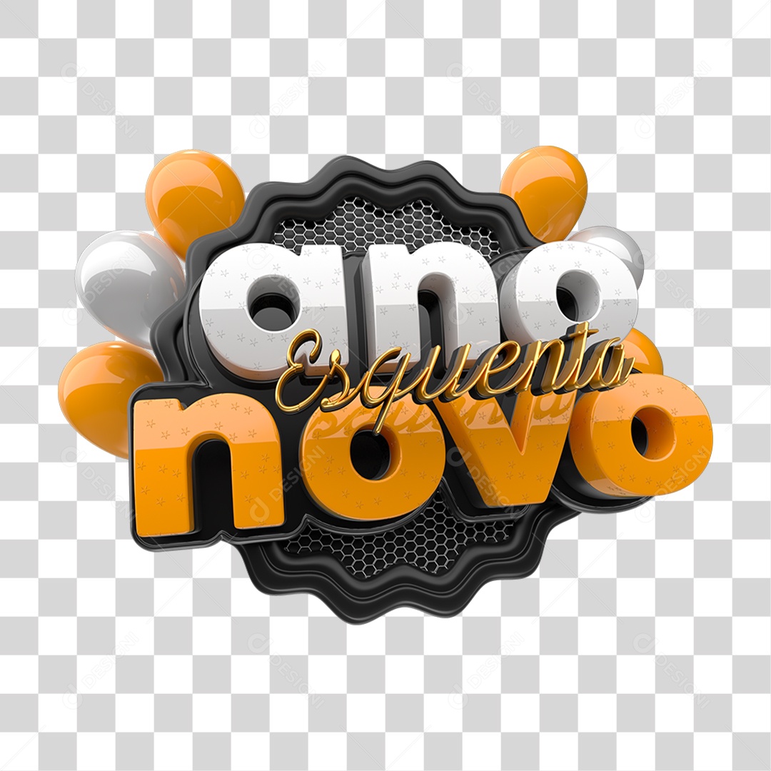 Selo 3D Esquenta Ano Novo PNG Transparente