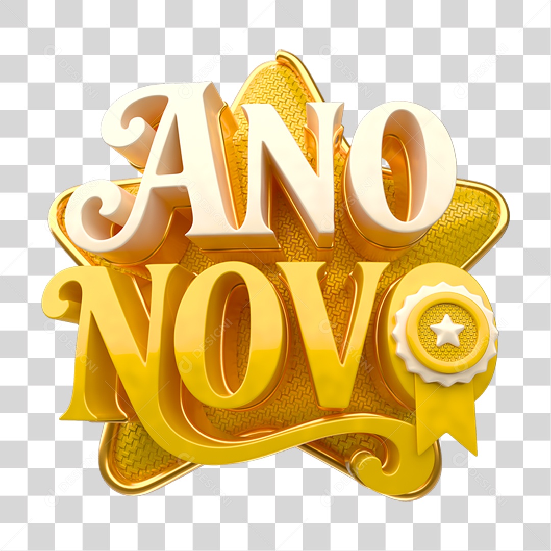 Selo 3D Ano Novo PNG Transparente
