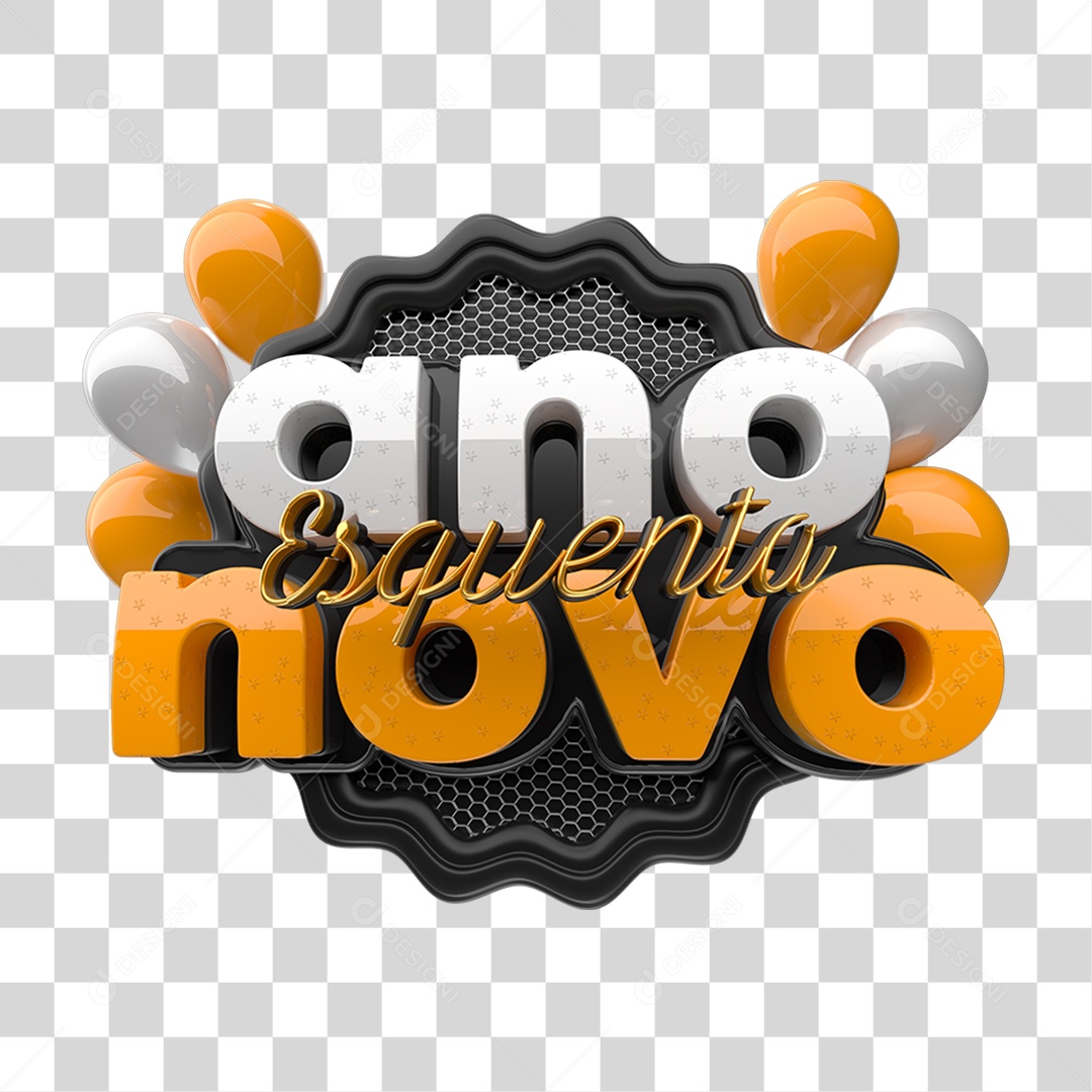 Selo 3D Esquenta Ano Novo PNG Transparente