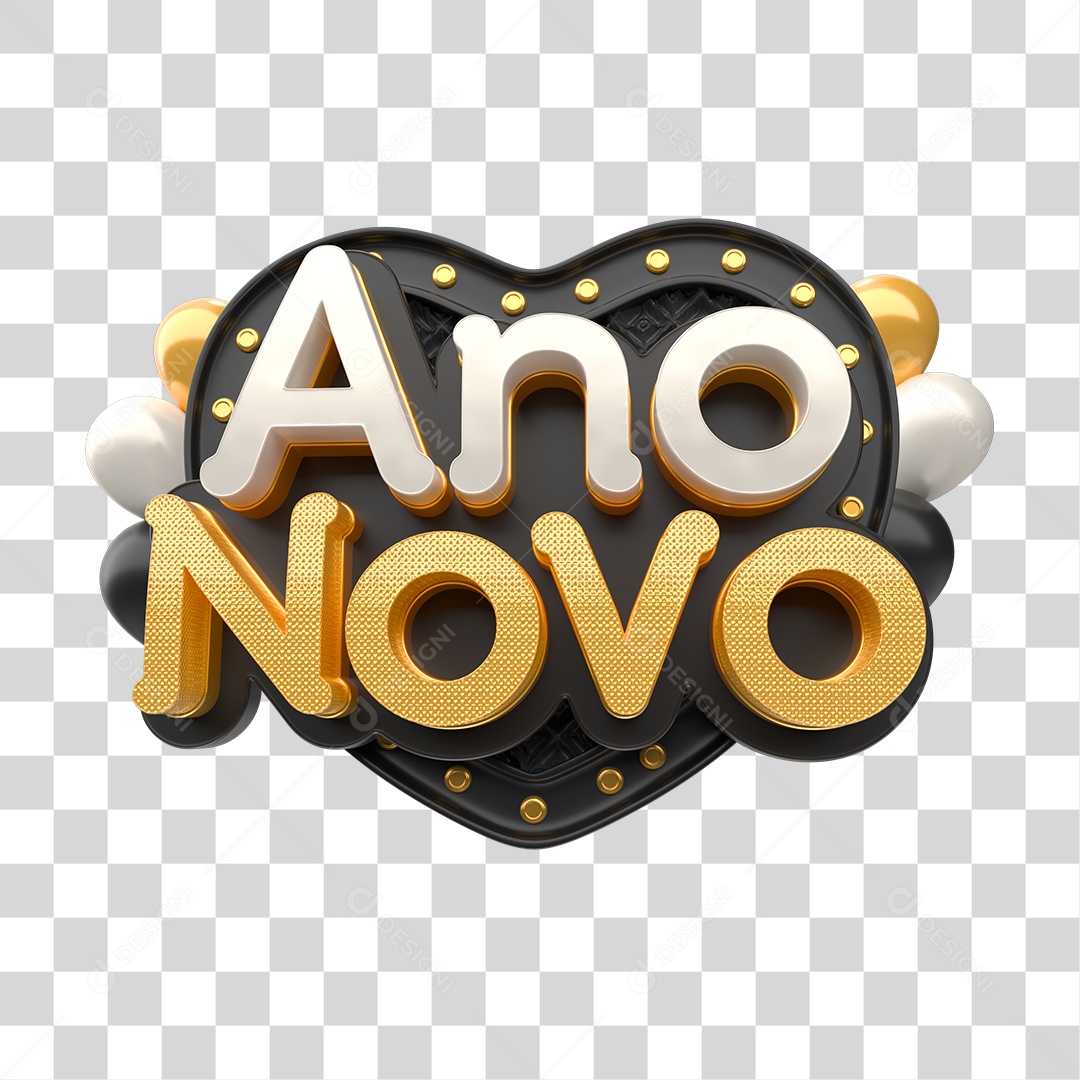 Selo 3D Ano Novo PNG Transparente