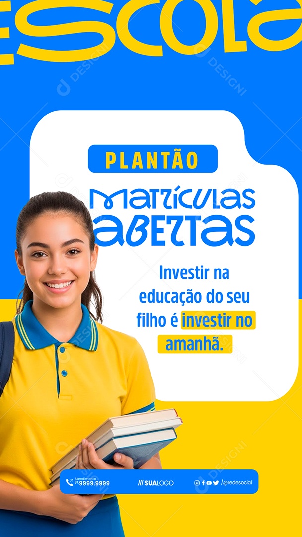 Story Matriculas Escolares Abertas Social Media PSD Editável