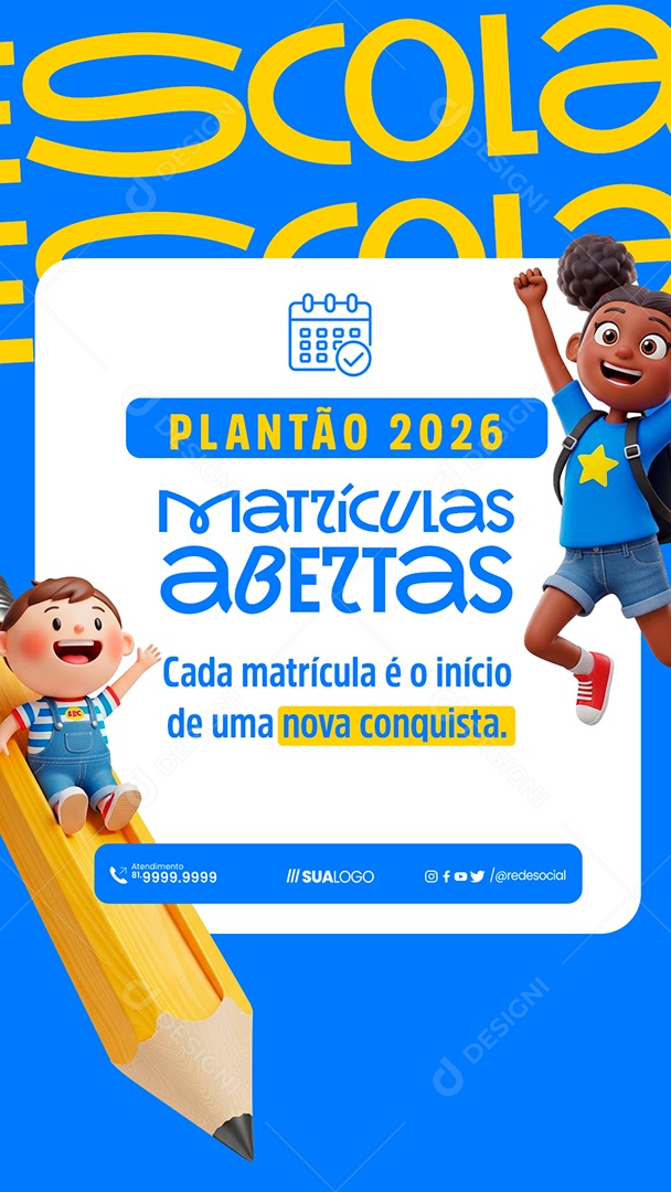 Story Matriculas Escolares Abertas Social Media PSD Editável