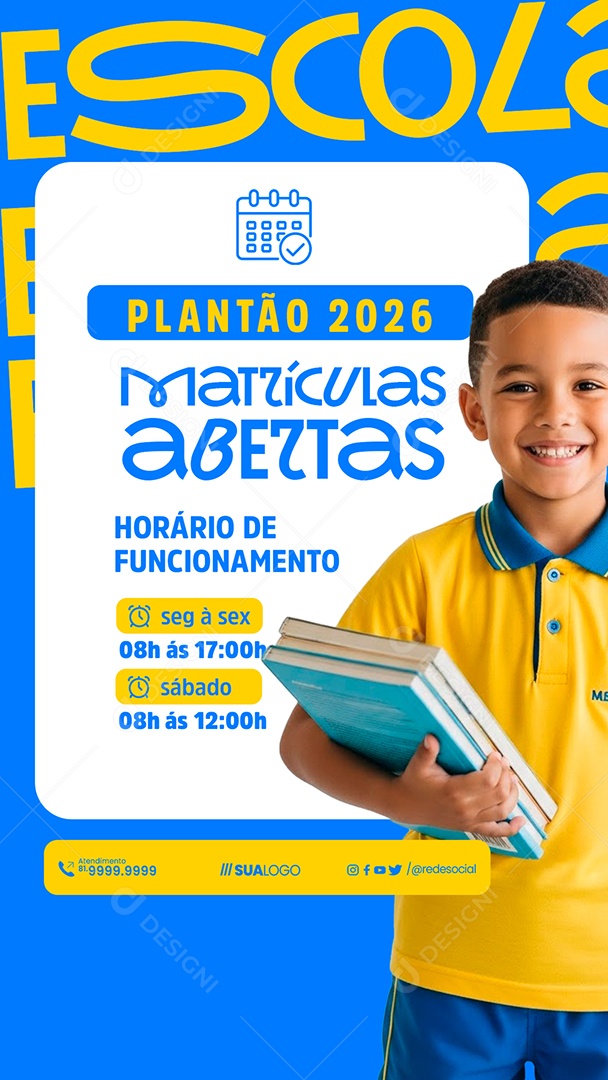 Story Matriculas Escolares Abertas Social Media PSD Editável