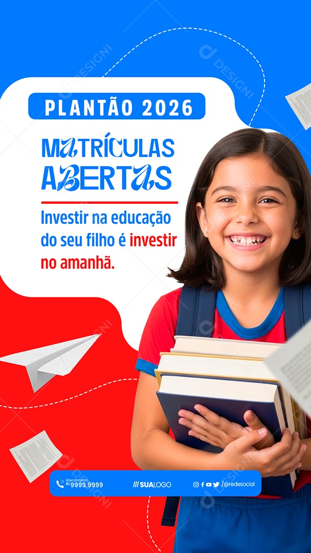 Story Matriculas Escolares Abertas Social Media PSD Editável