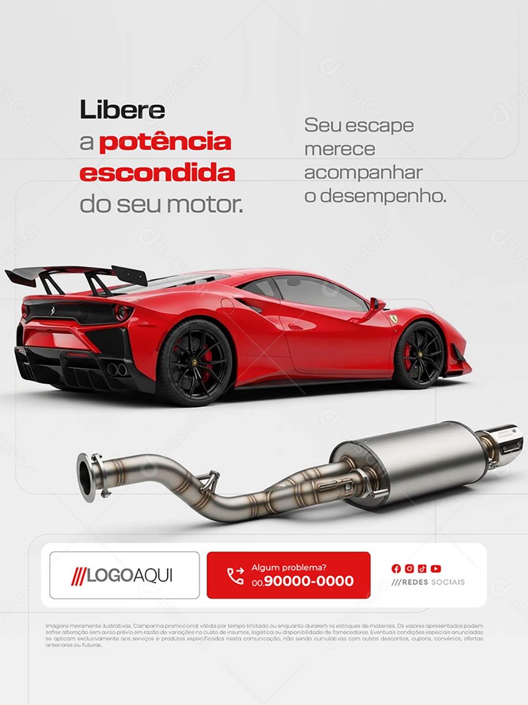 Escapamentos Esportivos Libere A Potência Escondida Social Media PSD Editável