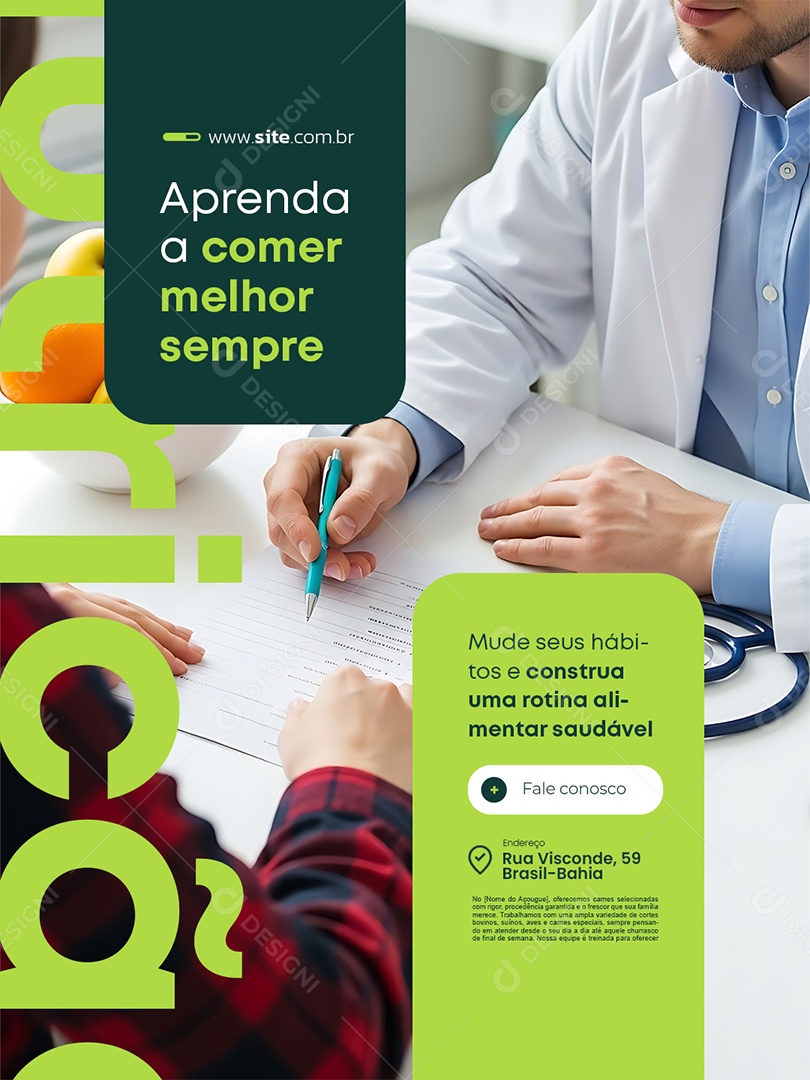 Nutricionista Aprenda a Comer Melhor Social Media PSD Editável