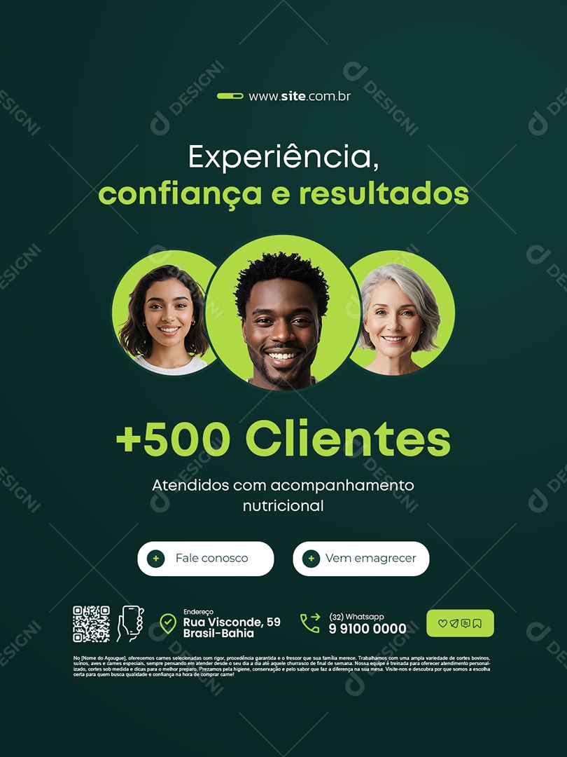 Nutricionista Experiencia e Confiança Social Media PSD Editável