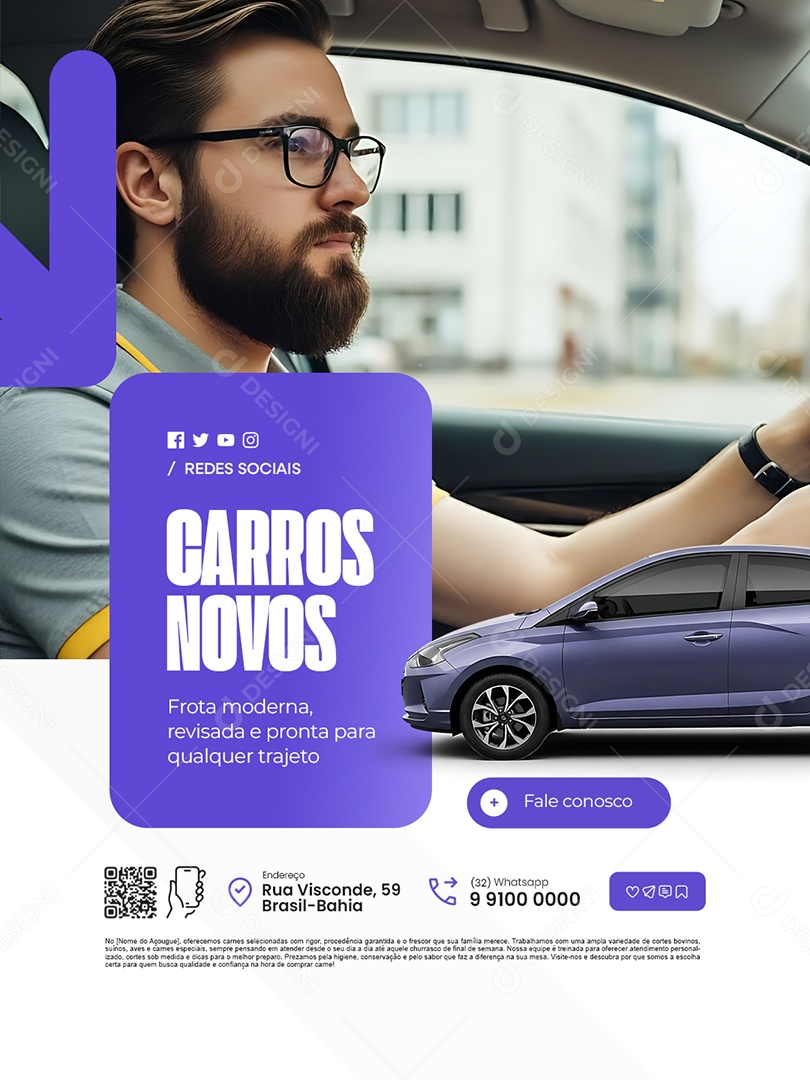 Locação de Carros Veículos Novos Social Media PSD Editável