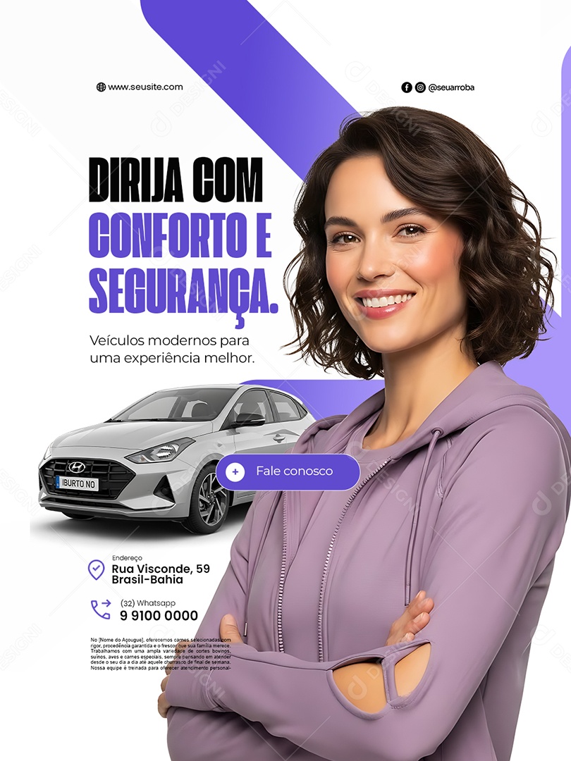 Locação de Carros Dirija com Conforto Social Media PSD Editável