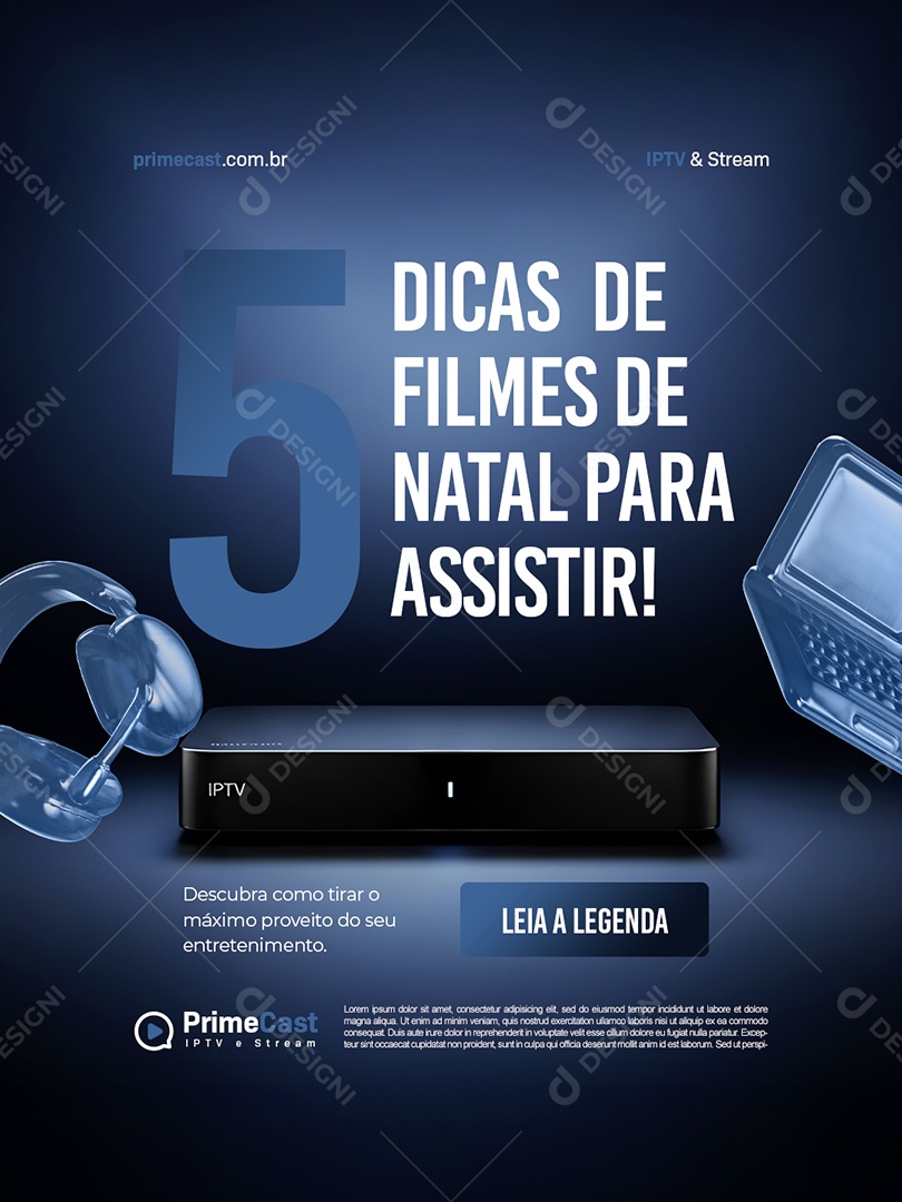IPTV 5 Dicas de Filmes Social Media PSD Editável