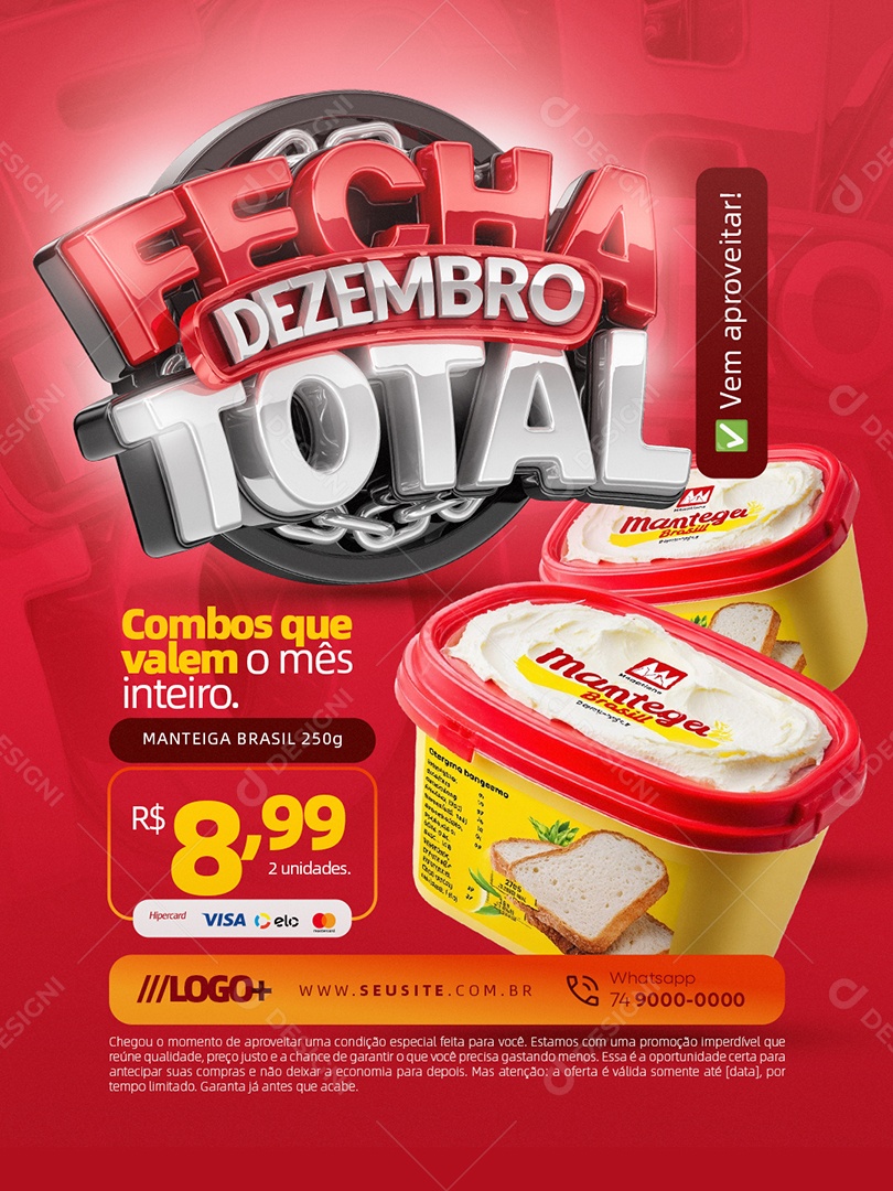 Fecha Dezembro Total Supermercado Social Media PSD Editável