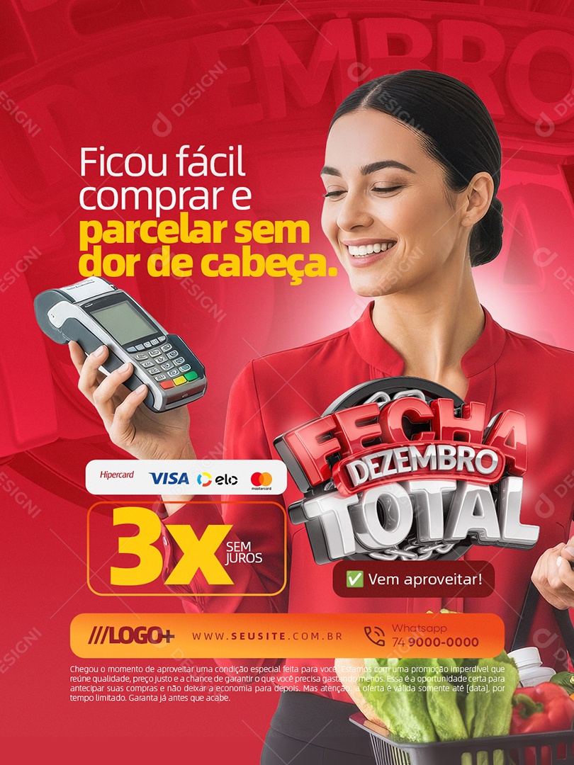 Fecha Dezembro Total Supermercado Social Media PSD Editável